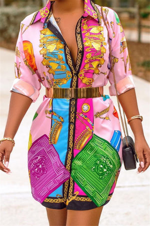 Designer Print Shirt Dress