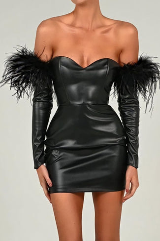 Leather Feathered Dress