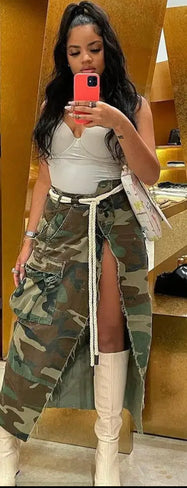 Army Fatigue Maxi Skirt