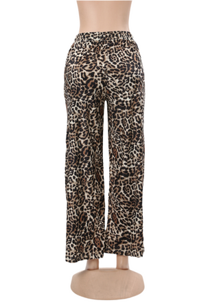 Leopard Wide Leg Joggers