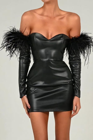 Leather Feathered Dress