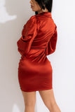 Satin Ruched Dress (Plus)