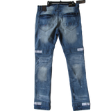 sipandshopboutique Men's Denim Washed Straight Leg Jeans with Side Leg Pockets and Unique White Detail fall winter fashion trends