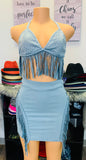 Denim Fringe Set