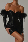 Leather Feathered Dress