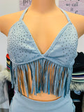 Denim Fringe Set