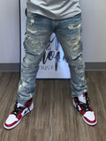 Blue  Distressed Mens Jeans